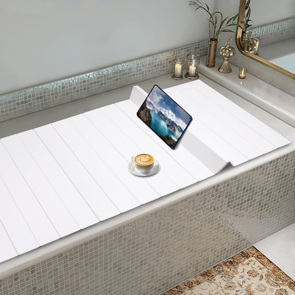 TFCFL Rectangular PVC Bathtub Cover Bathtub Cover Foldable Bathtub Cover White 180*80*0.65cm