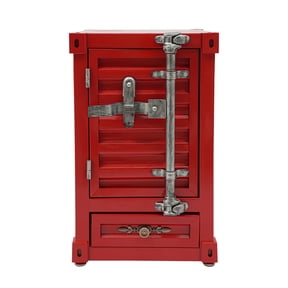 Red Industrial Metal Container Side Table Password Lock with Drawer Container Cabinet for Bar Bedroom Garage