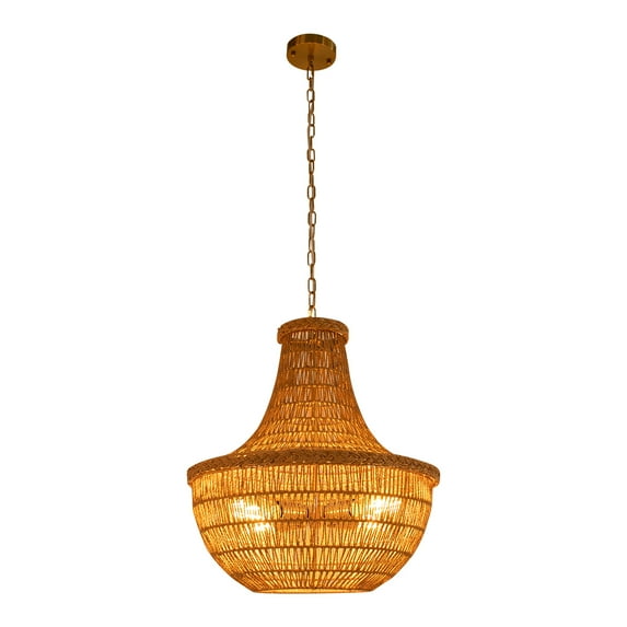 TFCFL Retro Pendant Light Moroccan Ceiling Fixture Hanging Lamp Hand-woven Rattan Lampshade Chandelier