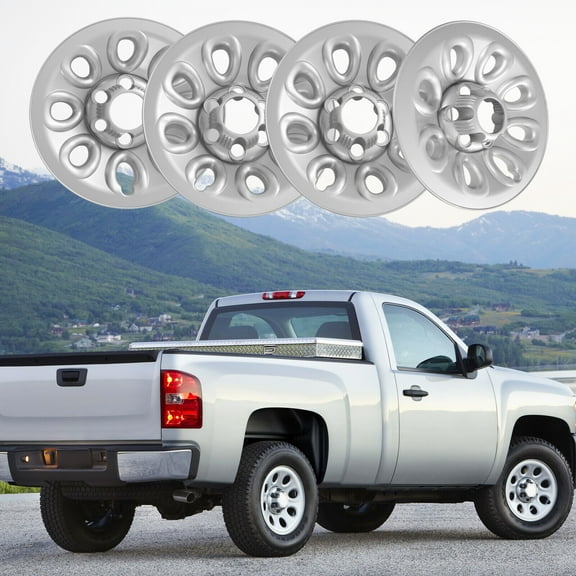 TFCFL Set of 4 17" Silver Wheel Skins, Full Rim Covers, Center Hub Caps for 2005-2014 Chevrolet/GMC