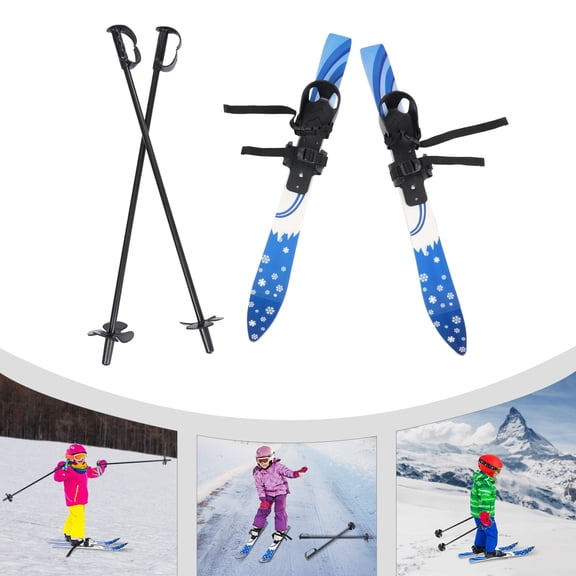 TFCFL Ski Boards and Ski Poles Set Kids Beginner Snow Skis For 2-8 Years Old Max.50Kg