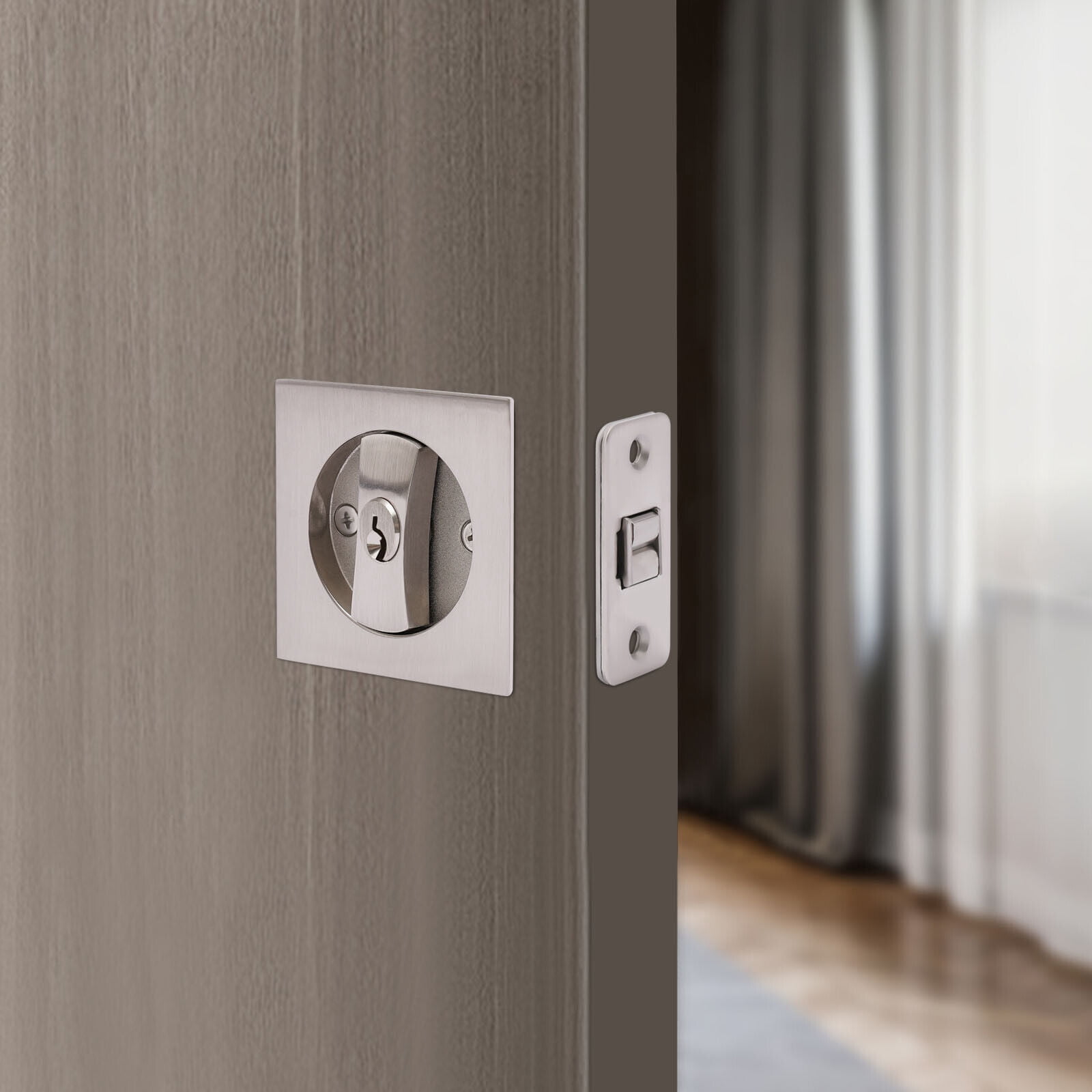 TFCFL Square Sliding Door Lock Privacy Barn Pocket Door Entry Lock Zinc ...