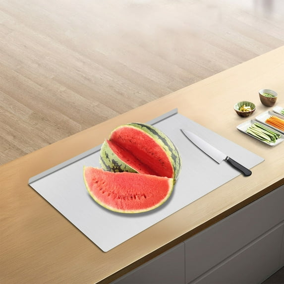 TFCFL Stainless Steel Chopping Cutting Board Dough Kneading Board Kitchen Counter Top Protector w/ Front Overhang