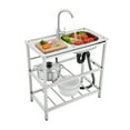 thumbnail image 1 of TFCFL Stainless Steel Kitchen Sink Pre Table Freestanding Rectangle Utility Sink with Faucet & Shelves, 1 of 17