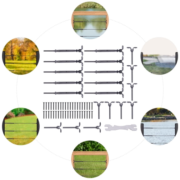 TFCFL Stainless Steel Swage Toggle Turnbuckle Hardware Deck Cable Railing Kit Fits 1/8" Wire Rope Wood Post