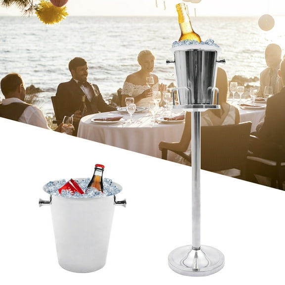 TFCFL Standing Ice Bucket Wine Bucket on Stand Champagne Beer Club Bar Party Ice Bucket Rack Stainless Steel