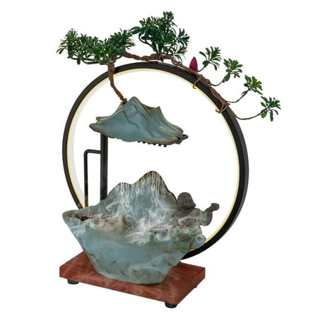 TFCFL Tabletop Fountain With LED Light & Water Pump Water Fountain Indoor Waterfall Fountain Backflow Incense Burner