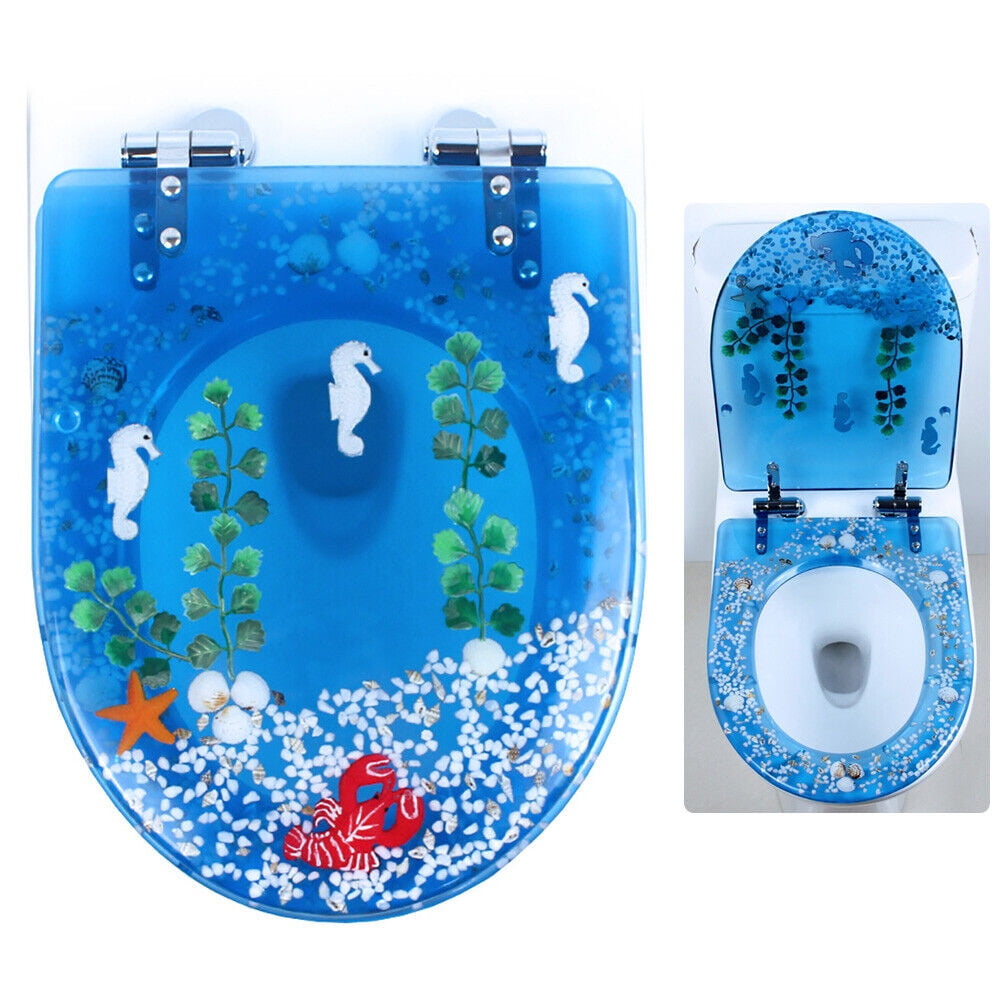 TFCFL Toilet Seat Sea Shell Resin Silent Close Toilet Hinges Bathroom