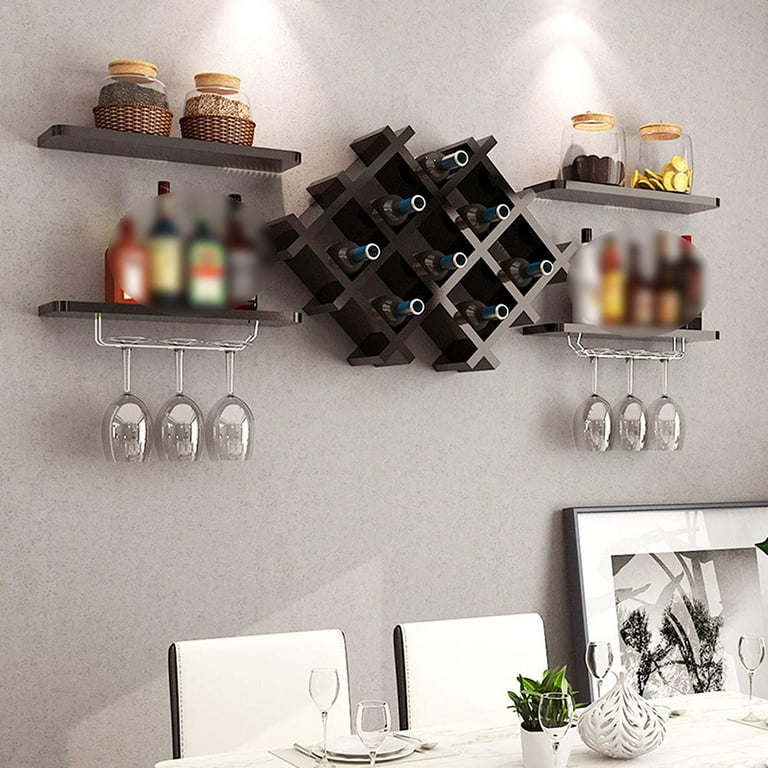TFCFL Wall Mounted Wine Rack Bottle Glass Holder Storage Shelves