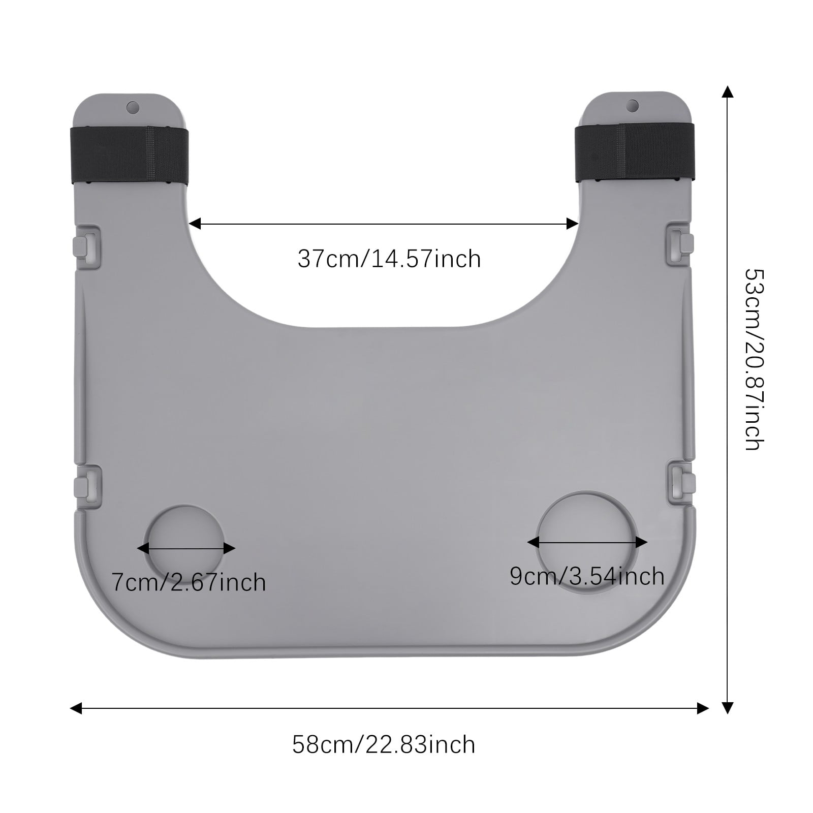TFCFL White/Gray Wheelchair Table Board Wheelchair Lap Tray with Cup Holder & 4 Hooks 22.83x20.87inch