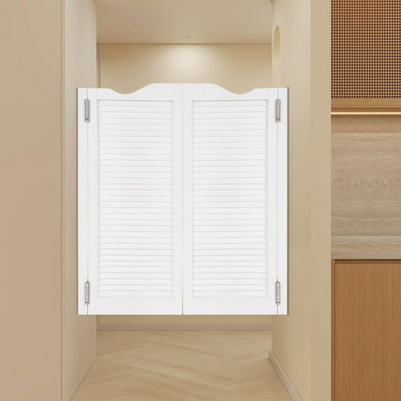 TFCFL White Swinging Door Entrance door Wall-Mounted Double Half Door Cafe Door with Hinges