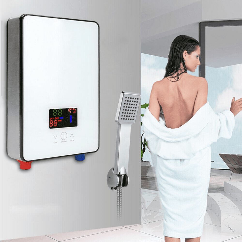 TFCFL Whole House Electric Tankless Instant Water Heater w/ Shower Head Kitchen Bathroom Water Heater 4500W 110V