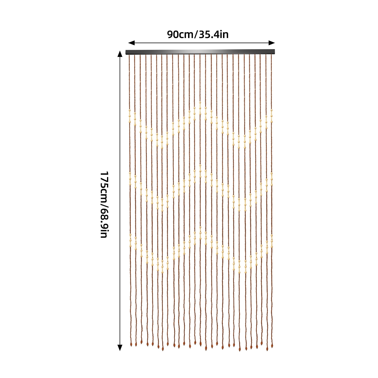 TFCFL Wood Beaded Curtain 27 Line Wave Dense Fringe Beaded Door Curtain Retro Room Divider 90 x 175 cm