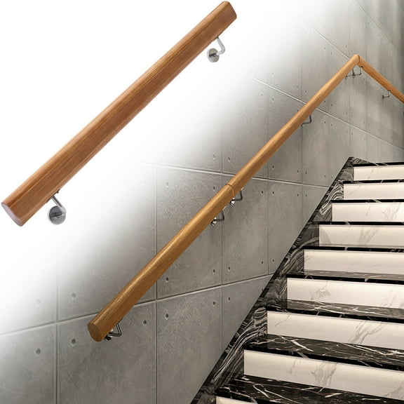 TFCFL Wood Handrail For Steps Stair Railing Hand Rail Kit Non-Slip Wall Mount Hand Railings 220.46lbs