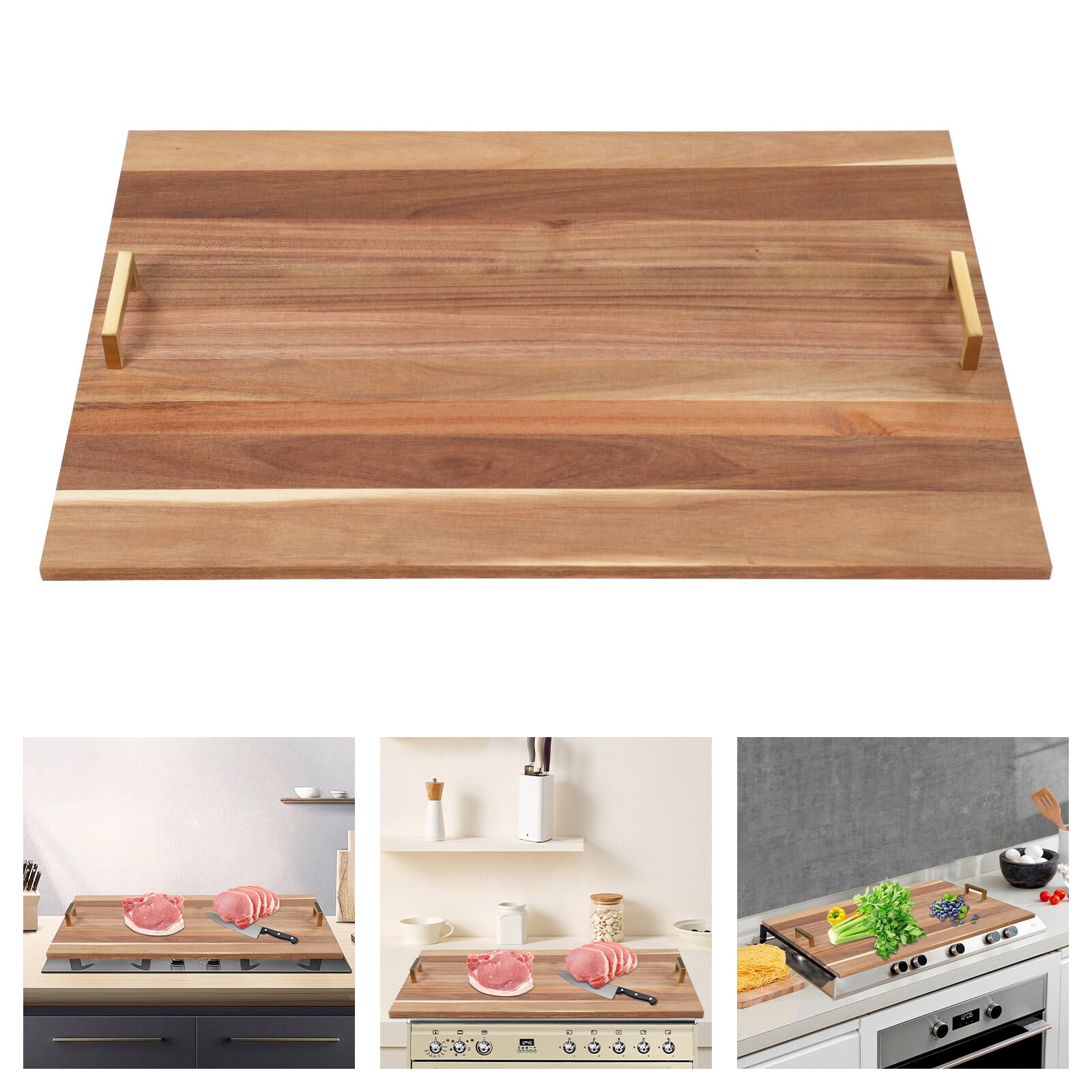 TFCFL Wood Stove Top Cover Kitchen Cooktop Protector Cover Rectangle Serving Board Food Tray