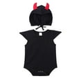 thumbnail image 1 of TFEOQRY 3-24M Newborn Infant Little Devil Bodysuit Outfit Set with Horned Hat Sleeveless Outfit Black, 1 of 8