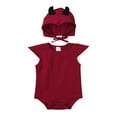 thumbnail image 1 of TFEOQRY 3-24M Newborn Infant Little Devil Bodysuit Outfit Set with Horned Hat Sleeveless Outfit Red, 1 of 5