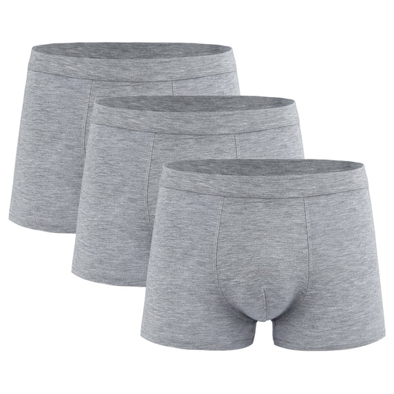 TFEOQRY 3Pc Boxers Briefs for Men Solid Color Mid Waist 4Pc Silk Traceless Quick-Dry Loose Breathable Elastic Exercise Flat Angle Underpants 3*Gray