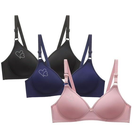 TFEOQRY 3Pc Bras for Women Small Cup Underwear Bra without Underwire Full Coverage Brassiere Tops Underwear Pink
