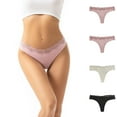 thumbnail image 1 of TFEOQRY 4Pc Briefs Underwear for Women Solid Color Cotton Mid Waist Lace Underwear Thong Breathable Underwear Pink, 1 of 7