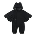thumbnail image 1 of TFEOQRY 6-24M Newborn Infant Baby Romper Outfit Hooded Winged Sleeves Button Front Party Bodysuit Black, 1 of 9