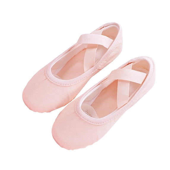 TFEOQRY Ballet Shoes for Girls Soft Sole Non Slip Elastic Straps Canvas Dance Slippers