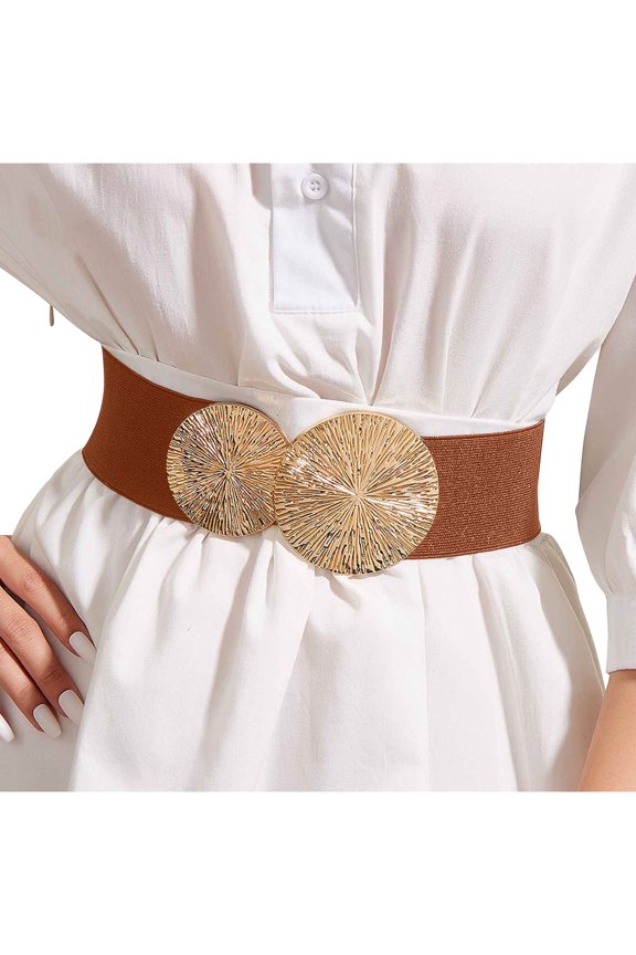 Belts for Women Fashion Casual Solid Color Metal Buckle High Elasticity Cummerbund Belts Multicolor