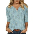 thumbnail image 1 of TFEOQRY Blouses for Women Casual Fashionable Pullover Shirt Long Sleeve V-Neck Tops Light Blue, 1 of 5
