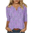 thumbnail image 1 of TFEOQRY Blouses for Women Casual Fashionable Pullover Shirt Long Sleeve V-Neck Tops Purple, 1 of 5