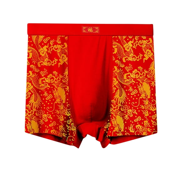 TFEOQRY Boxers Briefs for Men Cotton High Waist Plus Size Flat Underwear Wide Waistband Stripe Four Corners Underwear Red