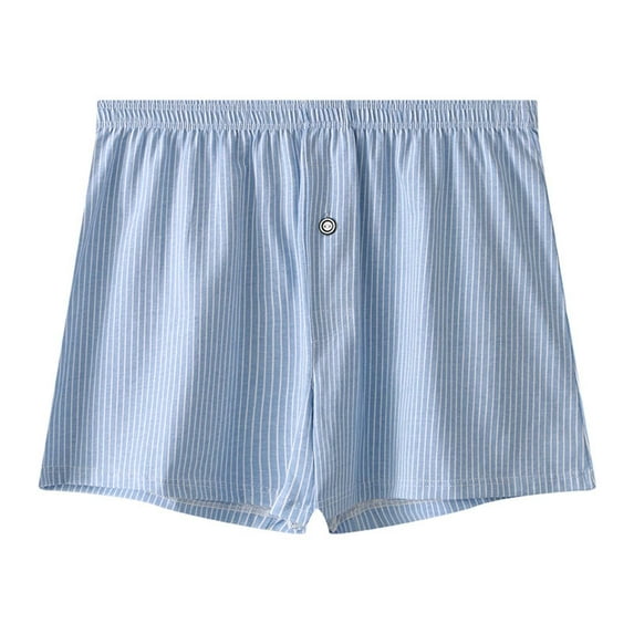 TFEOQRY Boxers Briefs for Men Solid Color Cotton Mid Waist Loose Breathable Sports Home Four-Corner Pants Striped Button Underwear Boxers Blue
