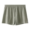 thumbnail image 1 of TFEOQRY Boxers Briefs for Men Solid Color Cotton Mid Waist Loose Breathable Sports Home Four-Corner Pants Striped Button Underwear Boxers Green, 1 of 4