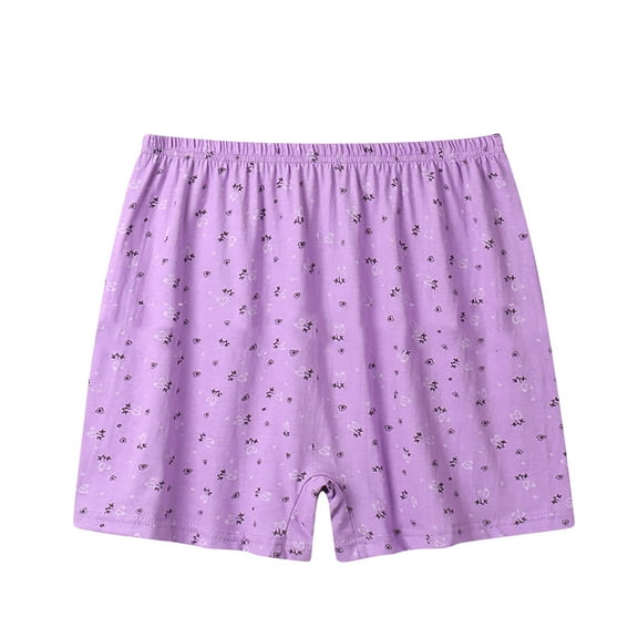 TFEOQRY Boxers Briefs for Women Solid Color Cotton Mid Waist Middle-Aged and Elderly Underwear Loose Angle Underwear Purple