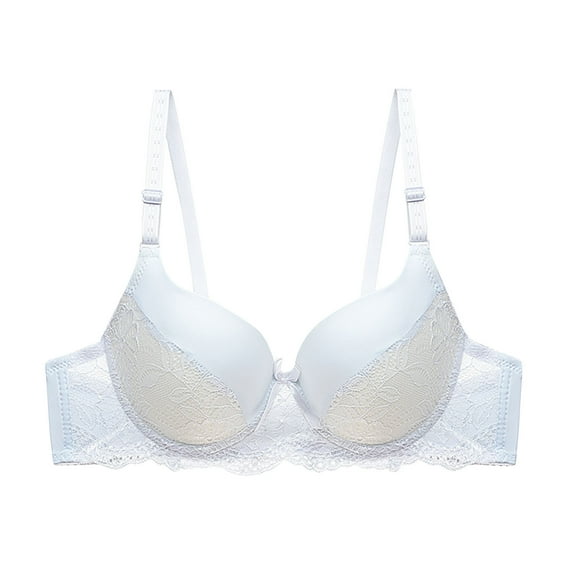 TFEOQRY Bras for Women Solid Color Lace Gathering Underwear Bra Full Coverage Brassiere Tops Underwear White