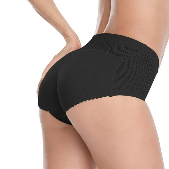 TFEOQRY Briefs Underwear for Women Solid Color Mid Waist Body Shaping Buttock Toning Lifting and Padded Fake Buttocks Underwear Shaping Bottom Black