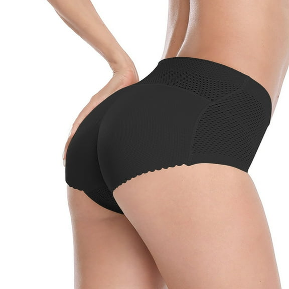 TFEOQRY Briefs Underwear for Women Solid Color Mid Waist Body Shaping Buttock Toning Lifting and Padded Fake Buttocks Underwear Shaping Bottom Black
