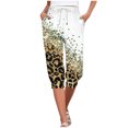 thumbnail image 1 of TFEOQRY Capris Pants for Women Leopard Print Drawstring Tied Cropped Pants with Pockets Elastic Waisted Trousers White, 1 of 6