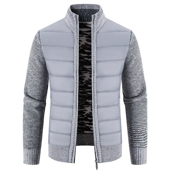 TFEOQRY Cardigan Sweater Coat for Men Casual Slim Fit Knit Wear with Pockets Long Sleeved Round Neck Sweater Top Gray