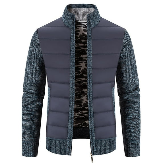 TFEOQRY Cardigan Sweater Coat for Men Casual Slim Fit Knit Wear with Pockets Long Sleeved Round Neck Sweater Top Navy