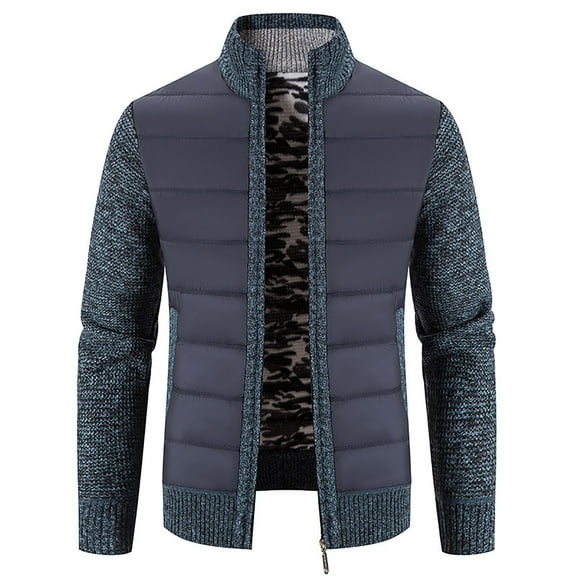 TFEOQRY Cardigan Sweater Coat for Men Casual Slim Fit Knit Wear with Pockets Long Sleeved Round Neck Sweater Top Navy