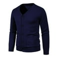thumbnail image 1 of TFEOQRY Cardigan Sweater Coat for Men Solid Color Slim Fit Knitwear Long Sleeved V-Neck Sweater Top Navy, 1 of 4