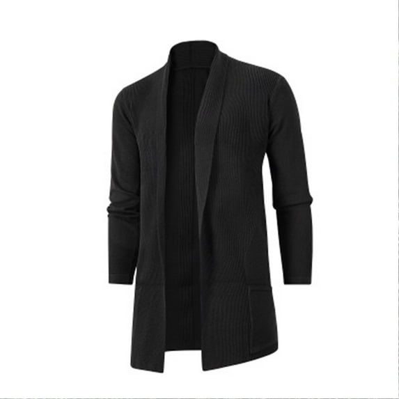 TFEOQRY Cardigan Sweater Coat for Men Solid Color Stylish Design Knitwear Long Sleeved V-Neck Sweater Top Black