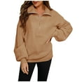 thumbnail image 1 of TFEOQRY Cardigan Sweater for Women Solid Color Knitwear with Pockets Long Sleeved V-Neck Sweater Top Khaki, 1 of 6