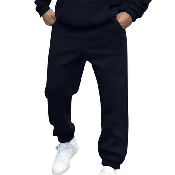 TFEOQRY Cargo Pants for Men Handsome Solid Color Multi Pocket Plush Warm Work Pants Dark Blue