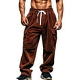 thumbnail image 1 of TFEOQRY Cargo Pants for Men Solid Color Casual Elastic Strap Outdoor Fitness Pants Cargo Pants Trousers Brown, 1 of 5