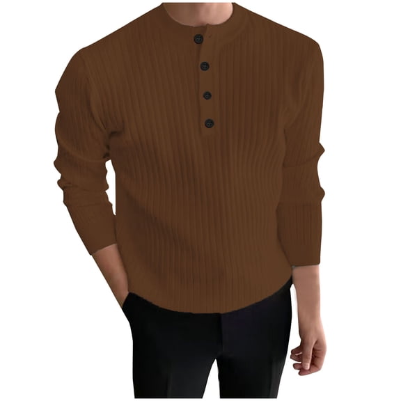 TFEOQRY Casual Jacket for Men Button Knit Top Sweater Overcoat Long Sleeve Hoodless Outwear Brown