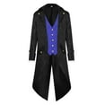 thumbnail image 1 of TFEOQRY Casual Jacket for Men Fake Two Gothic Steampunk Medieval Spliced Tailcoats Long Sleeve Hoodless Outwear Blue, 1 of 3