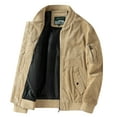 thumbnail image 1 of TFEOQRY Casual Jacket for Men New Fashionable Corduroy Overcoat Long Sleeve Hoodless Outwear Khaki, 1 of 4