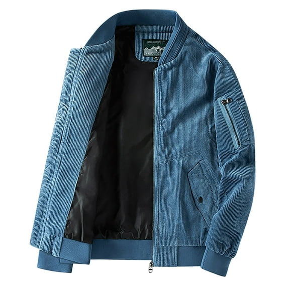 TFEOQRY Casual Jacket for Men New Fashionable Corduroy Overcoat Long Sleeve Hoodless Outwear Sky Blue