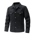 thumbnail image 1 of TFEOQRY Casual Jacket for Men Solid Color Business Overcoat with Pockets Long Sleeve Hoodless Outwear Black, 1 of 8